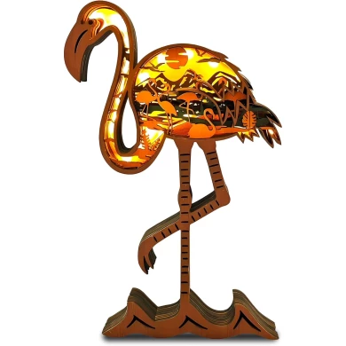 Sculpture flamant rose en bois - USB