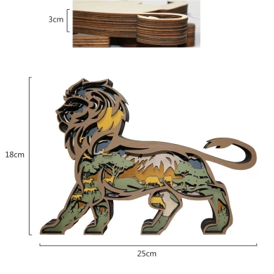 Sculpture lion en bois - USB