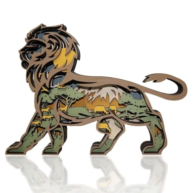 Sculpture lion en bois - USB