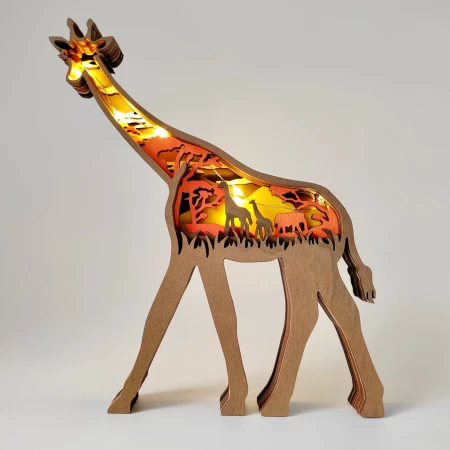 Sculpture girafe en bois