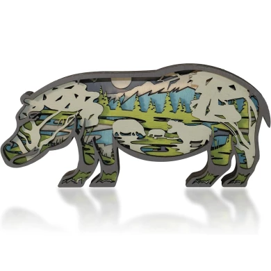 Sculpture hippopotame en bois - USB