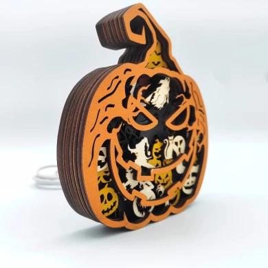 Sculpture citrouille d'halloween en bois - USB