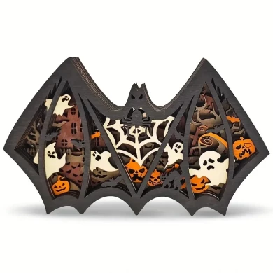 Sculpture chauve souris d'halloween en bois - USB