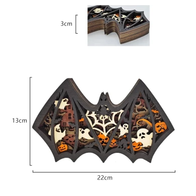 Sculpture chauve souris d'halloween en bois - USB