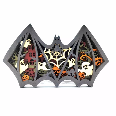 Sculpture chauve souris d'halloween en bois - USB