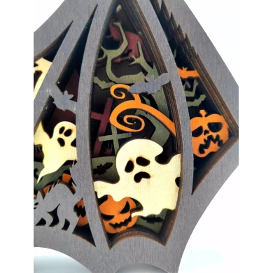 Sculpture chauve souris d'halloween en bois - USB