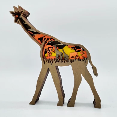 Sculpture girafe en bois